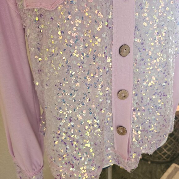 Fantastic Fawn Lavender sequin shacket - Picture 6 of 10